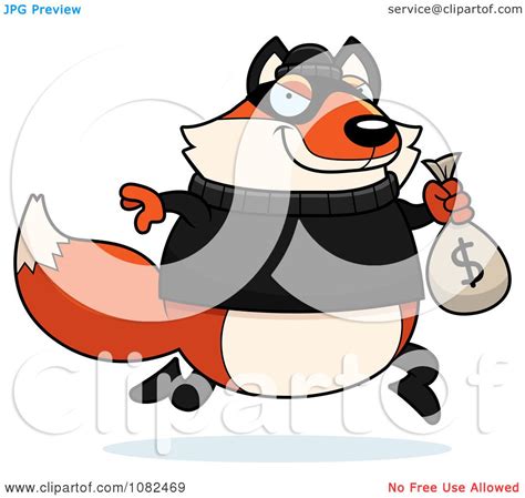 Clipart Fox Robbing A Bank Royalty Free Vector Illustration By Cory