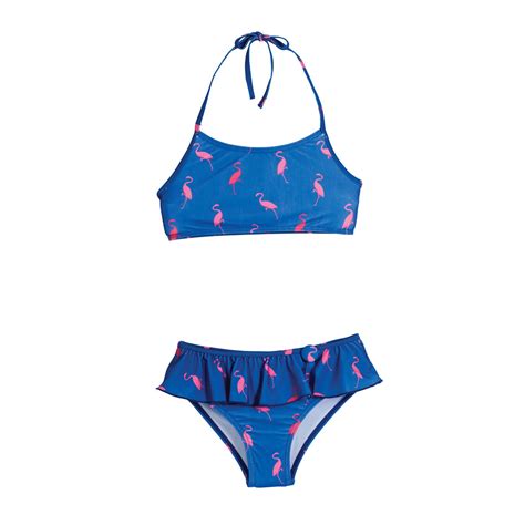 Girl S Small Blue Pink Flamingos Bikini Two Piece Swimsuit Walmart