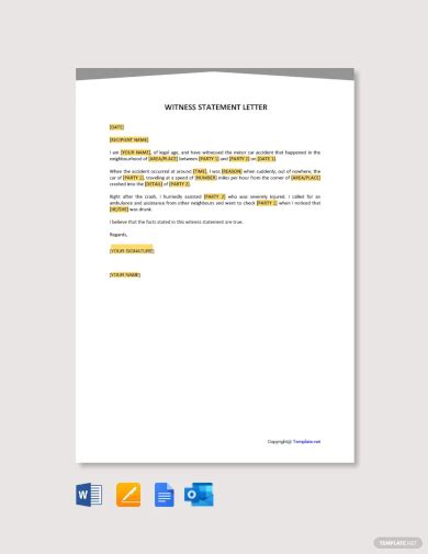 FREE 20 Witness Letter Templates In PDF MS Word