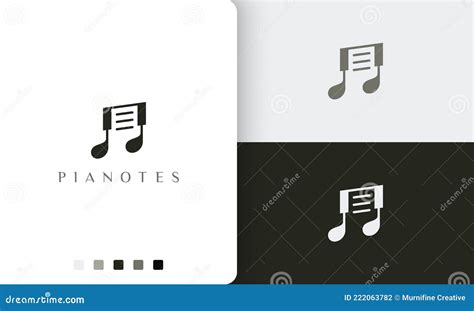 Simple And Modern Piano Note Logo Or Icon Stock Vector Illustration