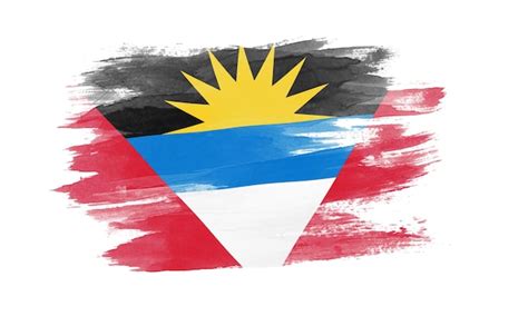 Trazo De Pincel De Bandera De Antigua Y Barbuda Bandera Nacional Sobre