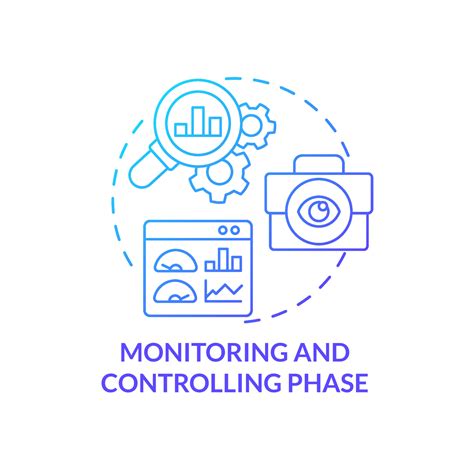 Monitoring And Controlling Phase Blue Gradient Concept Icon Reviewing Progress Project