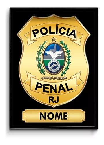 Quadro Tecido Super Brilho Polícia Penal Distintivo Dourado