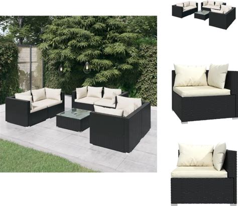 Vidaxl Loungeset Hoekbank Zwart Pe Rattan Modulair Design Stevig