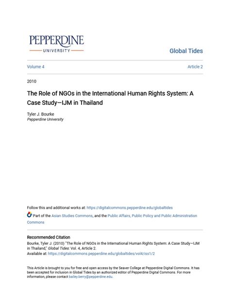 The Role Of Ngos In The International Human Rights System A Case