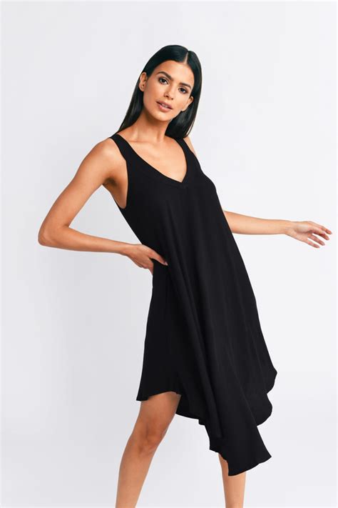 Cute Black Dress Backless Dress Black Trapeze Dress Shift Dress