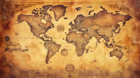 Premium Photo Old Map Of The World On A Old Parchment Background