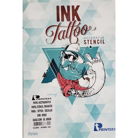 Papel Hectográfico Tattoo Cor Roxo 100 Folhas Ink Tatoo em Promoção