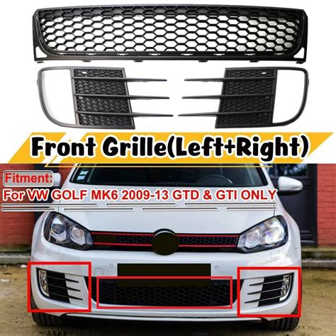 1 Pair Car Front Bumper Lower Fog Light Vent Grille Mesh Grill Cover