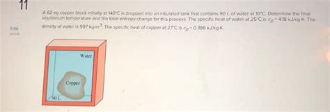 Solved A 62 Kg Copper Block Initially At 140 C Is Dropped Chegg