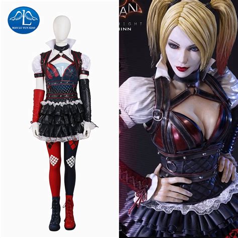 Manluyunxiao Adult Batman Arkham Asylum City Harley Quinn Cosplay Costume Halloween Suicide