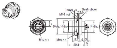 XS2 Round Water Resistant Connectors M12 Threads Dimensions OMRON