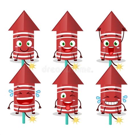 Cartoon Character Of Red Rocket Firework With Smile Expression Stock