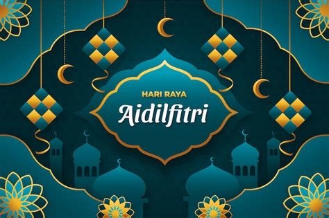 Fondo degradado para la celebración de hari raya idul fitri Vector Gratis