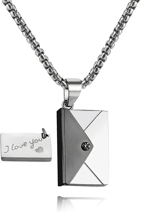 Shinyy Envelope Love Letter Necklace For Women And Men Stainless Steel