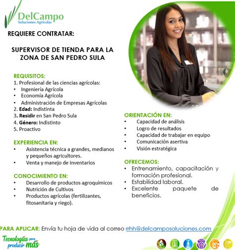 SUPERVISOR DE TIENDA RDS Empleos Hn