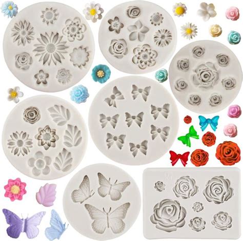 Lot De 7 Moules En Silicone En Forme De Fleur De Rose Chrysanthème