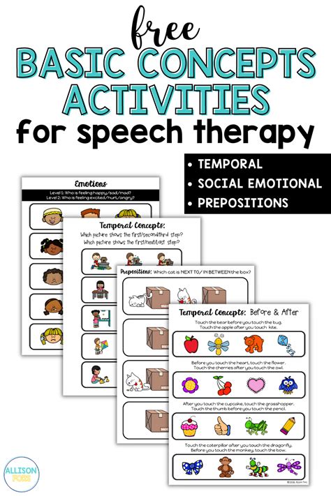 Free Basic Concepts Sampler Speech Therapy Worksheets Therapy