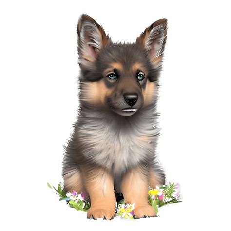 Adorable Cute Happy German Shepherd Puppy · Creative Fabrica