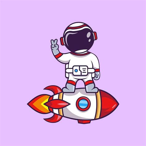 Astronauta de desenho animado bonito na lua ilustração vetorial de