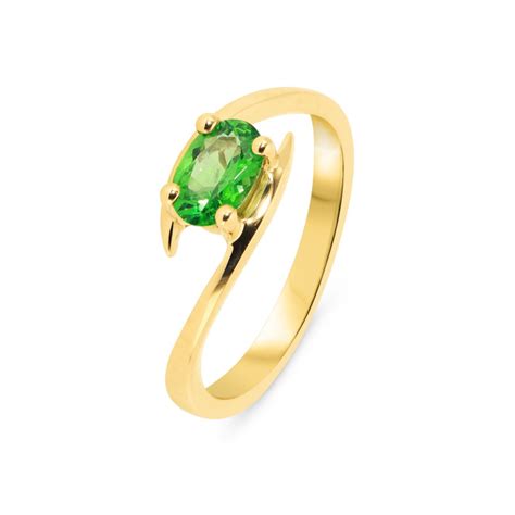 Bague Or Jaune Grenat Tsavorite Ovale X Mm Ref