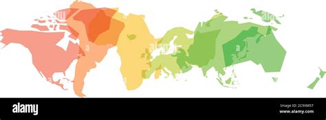 Silhouettes Of World Continents Overlapped In Different Colors Simple