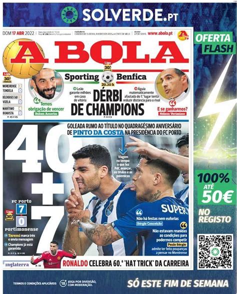 Capa Jornal A Bola Abril Capasjornais Pt