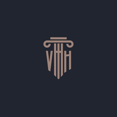 VH Initial Logo Monogram With Pillar Style Design For Law Firm And