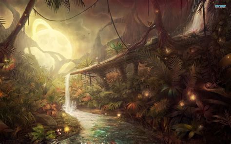 Fantasy Waterfall In The Jungle