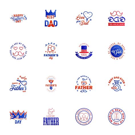 Happy Fathers Day Appreciation Vector Text Banner 16 Blue And Red