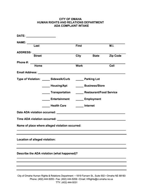 ADA Complaint Intake Form Fill Out And Sign Printable PDF Template