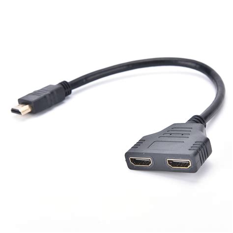 HDMI 1 Male To Dual HDMI 2 Female Y Splitter Cable Adapter HD LED LCD