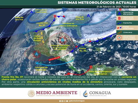 Clima Para México Frente Frío 37 Y Circulación Anticiclónica