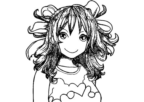 Anime Girl Coloring Page · Creative Fabrica