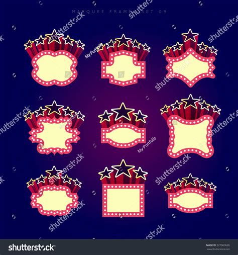 Retro Illuminated Movie Marquee Vector Set Stock Vector Royalty Free