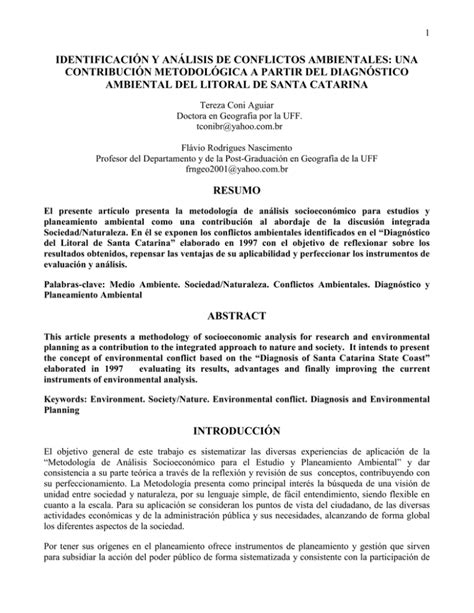 IDENTIFICACIÓN Y ANÁLISIS DE CONFLICTOS AMBIENTALES UNA