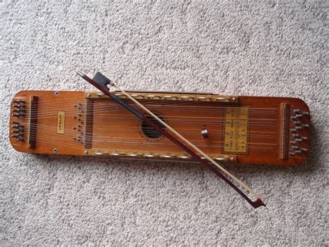 Antique Ukelin Musical Wood Stringed Instrument With Bow