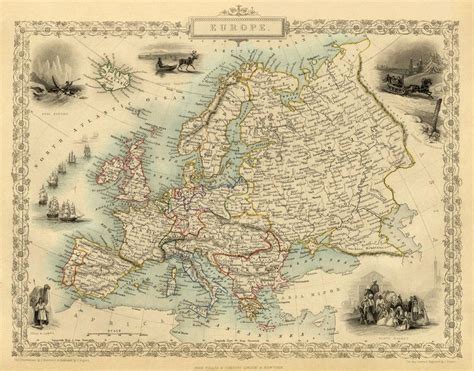 Antique Europe Map Old Map Of Europe Archival Print Old Map