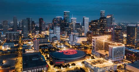 Aerial View of Downtown Houston, Texas at Night · Free Stock Photo