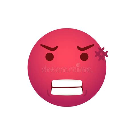 Angry Emoticon Vector Smiley Emoji Icon Red Face Mad Stock Vector