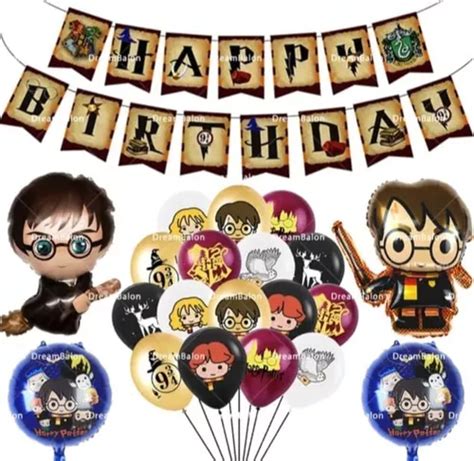 Kit Fiesta Harry Potter Globos Letrero Pastel Cumpleaños Envío gratis