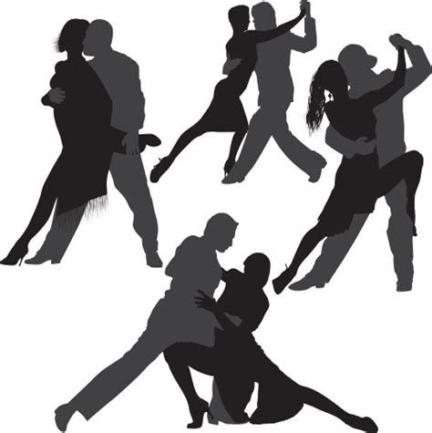 Silhouettes Of Four Dancing Couples Royalty Free Vector