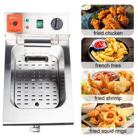 W Stainless Steel Electric Deep Fryer L Large Capacity Countertop