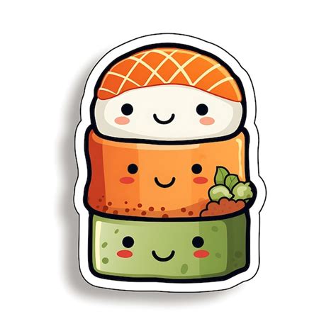 Premium Photo Cute Sushi Stickers For Sushi Lovers Add A Touch Of