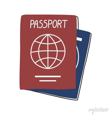 Hand Drawn Cute Cartoon Illustration Of Two Passports Flat Vector Posters For The Wall