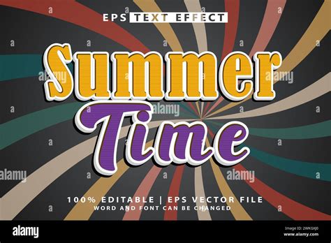 Summer Time Editable 3d Text Effect Stock Vector Image Art Alamy