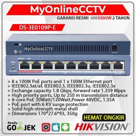 Promo Ds 3e0109p E Poe Switch Hub Hikvision 8 Port 1 Adaptor Ip Camera Ds 3e0510p E M Cicil