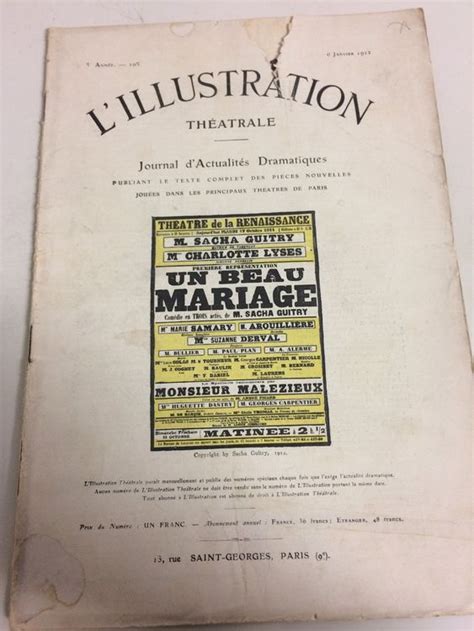 ILLUSTRATION THEATRALE Paris 6 Jan 1912 Michelin Commercial Kaufen