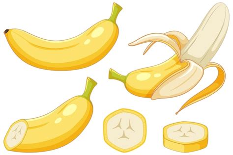 Conjunto de desenhos animados de frutas de banana Vetor Grátis