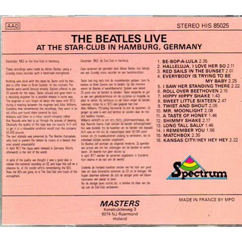 Live At The Star Club In Hamburggermany By The Beatles Cd With Kamchatka Ref123625537